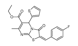 ethyl (2Z)-2-[(4-fluorophenyl)methylidene]-7-methyl-3-oxo-5-thiophen-2-yl-5H-[1,3]thiazolo[3,2-a]pyrimidine-6-carboxylate结构式