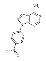 1-(4-硝基苯基)-1H-吡唑并[3,4-d]嘧啶-4-胺结构式