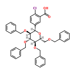 Benzoic acid, 2-chloro-5-[2,3,4,6-tetrakis-O-(phenylmethyl)-β-D-glucopyranosyl]- picture