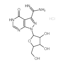 1H-Pyrazolo[3,4-d]pyrimidine-3-carboximidamide,4,5-dihydro-4-oxo-1-b-D-ribofuranosyl-, monohydrochloride (9CI)结构式