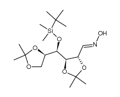 5-((R)-((tert-butyldimethylsilyl)oxy)((R)-2,2-dimethyl-1,3-dioxolan-4-yl)methyl)-2,2-dimethyl-1,3-dioxolane-4-carbaldehyde oxime结构式