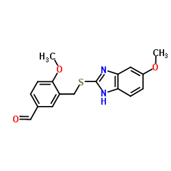 4-Methoxy-3-{[(5-methoxy-1H-benzimidazol-2-yl)sulfanyl]methyl}benzaldehyde Structure