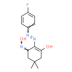 2-((4-FLUOROPHENYL)DIAZENYL)-3-(HYDROXYIMINO)-5,5-DIMETHYLCYCLOHEX-1-EN-1-OL Structure