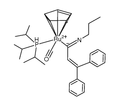 [Ru(η(5)-C5H5)(C(CH=CPh2)=NnPr)(CO)(PiPr3)]结构式