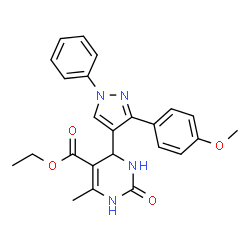 ethyl 4-(3-(4-methoxyphenyl)-1-phenyl-1H-pyrazol-4-yl)-6-methyl-2-oxo-1,2,3,4-tetrahydropyrimidine-5-carboxylate结构式