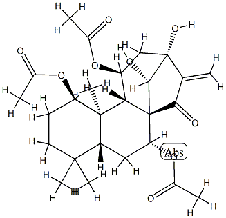 (14S)-1β,7α,11β-Triacetoxy-13,14-dihydroxykaur-16-en-15-one结构式