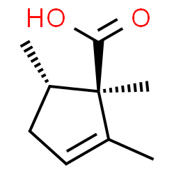 2-Cyclopentene-1-carboxylic acid, 1,2,5-trimethyl-, trans- (9CI) Structure