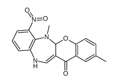 2,6-dimethyl-7-nitro-5a,11-dihydrochromeno[2,3-b][1,5]benzodiazepin-13-one结构式