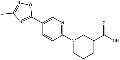 1-[5-(3-methyl-1,2,4-oxadiazol-5-yl)pyridin-2-yl]piperidine-3-carboxylic acid structure