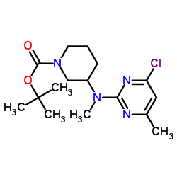 2-Methyl-2-propanyl 3-[(4-chloro-6-methyl-2-pyrimidinyl)(methyl)amino]-1-piperidinecarboxylate structure