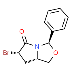 (3R,6S,7aS)-6-bromo-3-phenyltetrahydropyrrolo[1,2-c]oxazol-5(3H)-one Structure