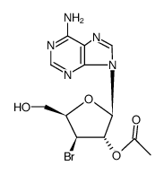 9-(2'-O-Acetyl-3'-bromo-3'-deoxy-β-D-xylofuranosyl)adenine结构式