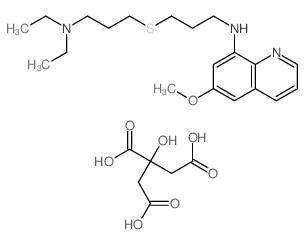 N-[3-(3-diethylaminopropylsulfanyl)propyl]-6-methoxy-quinolin-8-amine; 2-hydroxypropane-1,2,3-tricarboxylic acid结构式