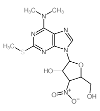 2-(6-dimethylamino-2-methylsulfanyl-purin-9-yl)-5-(hydroxymethyl)-4-nitro-oxolan-3-ol结构式