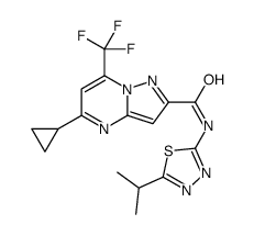 Pyrazolo[1,5-a]pyrimidine-2-carboxamide, 5-cyclopropyl-N-[5-(1-methylethyl)-1,3,4-thiadiazol-2-yl]-7-(trifluoromethyl)- (9CI)结构式