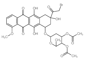 [4-acetyloxy-6-[[3-(2-bromoacetyl)-3,5,12-trihydroxy-10-methoxy-6,11-dioxo-2,4-dihydro-1H-tetracen-1-yl]oxy]-2-methyl-oxan-3-yl] acetate结构式