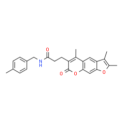 N-[(4-methylphenyl)methyl]-3-(2,3,5-trimethyl-7-oxofuro[3,2-g]chromen-6-yl)propanamide结构式