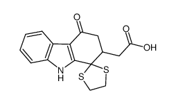 {2,3,4,9-tetrahydrospiro[1H-carbazole-1,2'[1,3]dithiolane-4-one]-2-yl}-2-acetic acid Structure