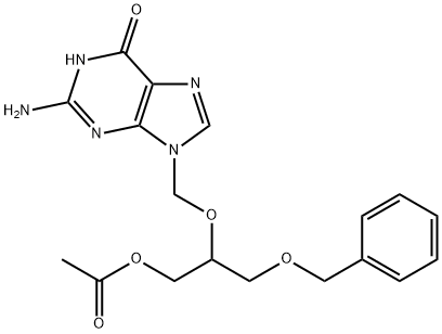 6H-Purin-6-one, 9-[[1-[(acetyloxy)Methyl]-2-(phenylMethoxy)ethoxy]Methyl]-2-aMino-1,9-dihydro- Structure