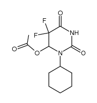 3-cyclohexyl-5,5-difluoro-2,6-dioxohexahydropyrimidin-4-yl acetate结构式