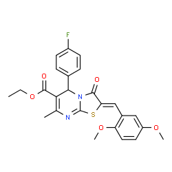 ethyl (Z)-2-(2,5-dimethoxybenzylidene)-5-(4-fluorophenyl)-7-methyl-3-oxo-2,3-dihydro-5H-thiazolo[3,2-a]pyrimidine-6-carboxylate结构式