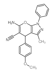 Pyrano[2,3-c]pyrazole-5-carbonitrile,6-amino-1,4-dihydro-4-(4-methoxyphenyl)-3-methyl-1-phenyl-结构式