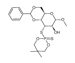 2-(((4aR,6S,7R,8S,8aR)-7-hydroxy-6-methoxy-2-phenylhexahydropyrano[3,2-d][1,3]dioxin-8-yl)thio)-5,5-dimethyl-1,3,2-dioxaphosphinane 2-sulfide Structure