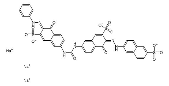 trisodium,(3Z)-4-oxo-7-[[(6E)-5-oxo-7-sulfonato-6-[(6-sulfonatonaphthalen-2-yl)hydrazinylidene]naphthalen-2-yl]carbamoylamino]-3-(phenylhydrazinylidene)naphthalene-2-sulfonate结构式