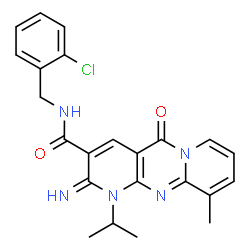 N-(2-chlorobenzyl)-2-imino-1-isopropyl-10-methyl-5-oxo-1,5-dihydro-2H-dipyrido[1,2-a:2,3-d]pyrimidine-3-carboxamide structure