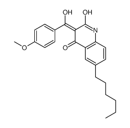 (3E)-6-hexyl-3-[hydroxy-(4-methoxyphenyl)methylidene]-1H-quinoline-2,4-dione结构式