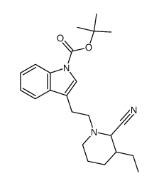 1-<2-(3-(N-Boc)indolyl)ethyl>-2-cyano-3-ethylpiperidine Structure