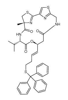 (12Z,22Z,24R,5S,8S)-5-isopropyl-24-methyl-8-((E)-4-(tritylthio)but-1-en-1-yl)-24,25-dihydro-7-oxa-4,11-diaza-1(4,2),2(2,4)-dithiazolacyclododecaphane-3,6,10-trione Structure