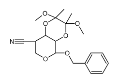 Benzyl 4-Cyano-4-deoxy-2,3-O-[(1S,2S)-1,2-dimethoxy-1,2-dimethyl-1,2-ethanediyl]-β-D-arabinopyranoside结构式