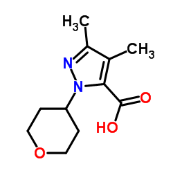 1-(tetrahydro-2H-pyran-4-yl)-3,4-dimethyl-1H-pyrazol-5-carboxylic acid结构式