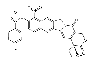 (S)-4-ethyl-4-hydroxy-10-nitro-3,14-dioxo-3,4,12,14-tetrahydro-1H-pyrano[3',4':6,7]indolizino[1,2-b]quinolin-9-yl 4-fluorobenzenesulfonate结构式