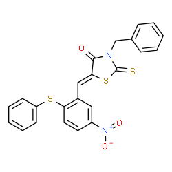 3-BENZYL-5-([5-NITRO-2-(PHENYLSULFANYL)PHENYL]METHYLENE)-2-THIOXO-1,3-THIAZOLAN-4-ONE structure