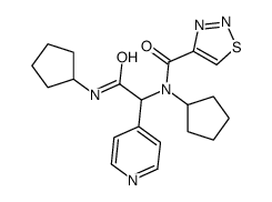 N-cyclopentyl-N-[2-(cyclopentylamino)-2-oxo-1-pyridin-4-ylethyl]thiadiazole-4-carboxamide结构式