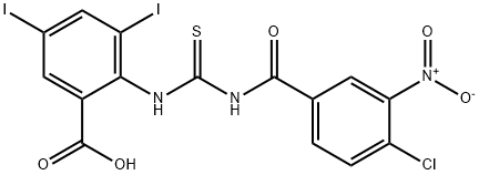 2-[[[(4-chloro-3-nitrobenzoyl)amino]thioxomethyl]amino]-3,5-diiodo-benzoic acid Structure