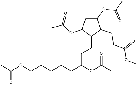 3,5-Bis(acetyloxy)-2-[3,8-bis(acetyloxy)octyl]cyclopentanepropanoic acid methyl ester结构式