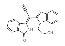 1H-Benzimidazole-2-acetonitrile,a-(2,3-dihydro-3-oxo-1H-isoindol-1-ylidene)-1-(2-hydroxyethyl)- structure