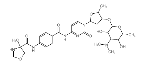 4-Oxazolidinecarboxanilide,4'-[[1,2-dihydro-1-[4-[[4-(dimethylamino)tetrahydro-3,5-dihydroxy-6-methyl-2H-pyran-2-yl]oxy]tetrahydro-5-methyl-2-furyl]-2-oxo-4-pyrimidinyl]carbamoyl]-4-methyl-(8CI) Structure