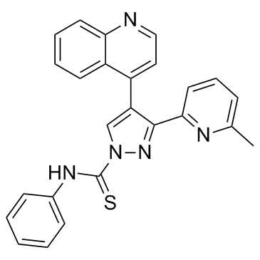 3-(6-甲基-2-吡啶基)-N-苯基-4-(4-喹啉基)-1H-吡唑-1-硫代甲酰胺图片