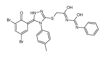 2-[[(5Z)-5-(3,5-dibromo-6-oxocyclohexa-2,4-dien-1-ylidene)-4-(4-methylphenyl)-1H-1,2,4-triazol-3-yl]sulfanyl]-N-(phenylcarbamoyl)acetamide Structure