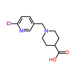 1-[(6-Chloro-3-pyridinyl)methyl]-4-piperidinecarboxylic acid structure