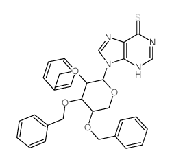 9H-Purine-6-thiol,9-(2,3,4-tri-O-benzyl-a-D-arabinopyranosyl)- (8CI)结构式