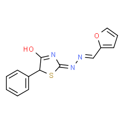 (Z)-2-(((E)-furan-2-ylmethylene)hydrazono)-5-phenylthiazolidin-4-one结构式