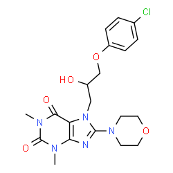7-(3-(4-chlorophenoxy)-2-hydroxypropyl)-1,3-dimethyl-8-morpholino-3,7-dihydro-1H-purine-2,6-dione结构式