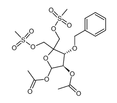 3-O-benzyl-1,2-di-O-acetyl-5-O-(methylsulfonyl)-4-C-(methylsulfonyloxymethyl)-α,β-L-threo-pentofuranose Structure