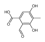 2-formyl-3,5-dihydroxy-4-methylbenzoic acid结构式