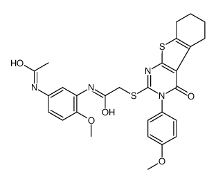N-(5-acetamido-2-methoxyphenyl)-2-[[3-(4-methoxyphenyl)-4-oxo-5,6,7,8-tetrahydro-[1]benzothiolo[2,3-d]pyrimidin-2-yl]sulfanyl]acetamide Structure
